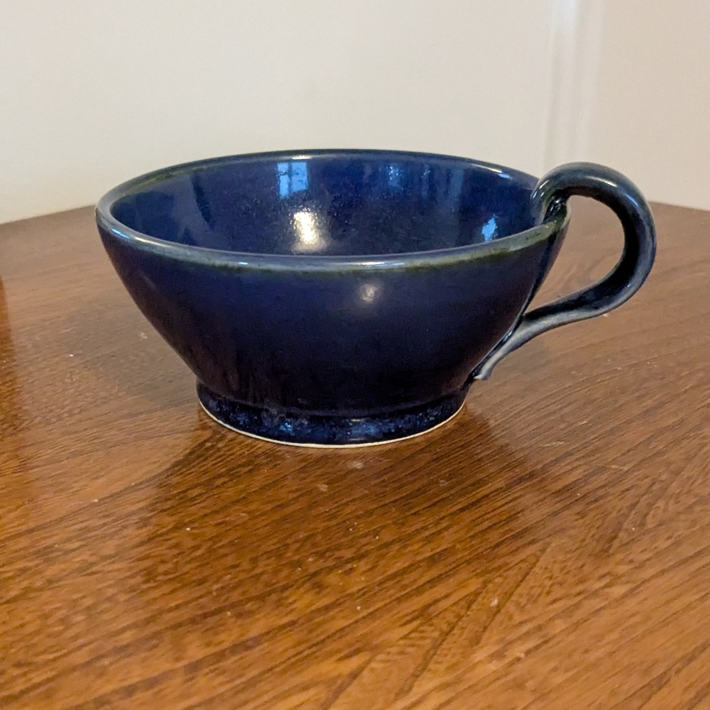 Large Handmade Pottery Mug Or Tea Cup In Gorgeous Deep Blue